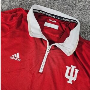 Indiana Hoosiers NCAA Adidas Quarter Zip Pullover Red Mens 2XL Climalite L/S